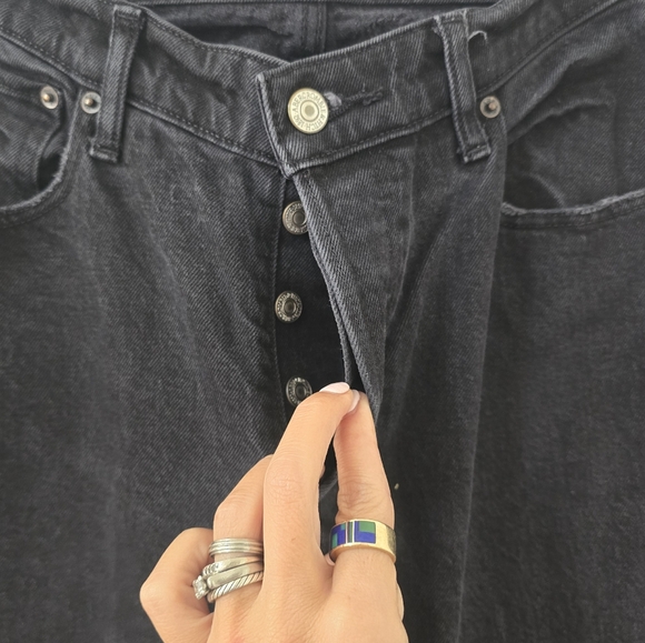 Abercrombie & Fitch The 90s Baggy Low Rise Jeans In Dark Grey/black Size 29/8 L - Picture 6 of 9